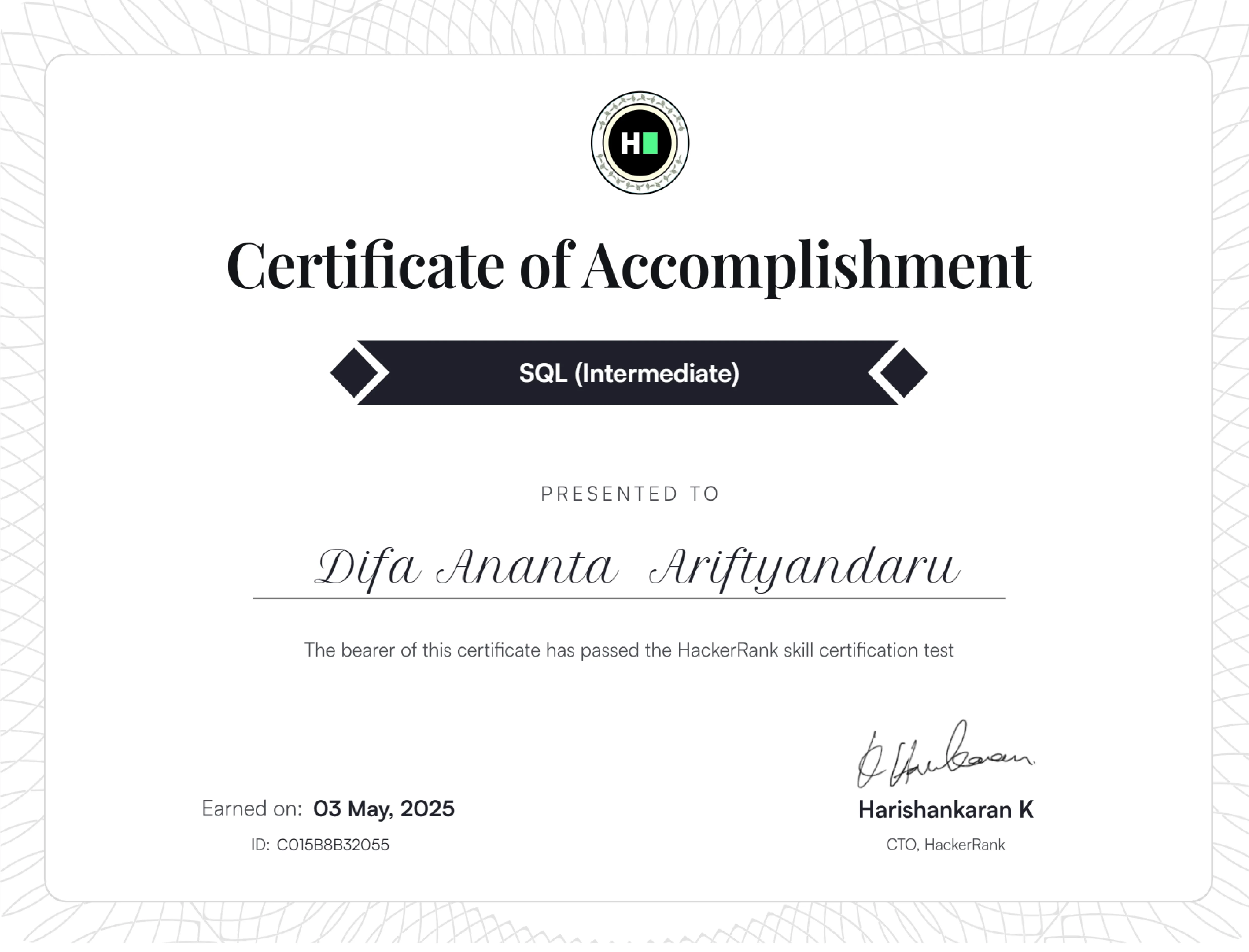 HackerRank : SQL Intermediate